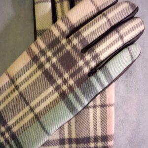 Beige and Taupe Ladies' Plaid Gloves